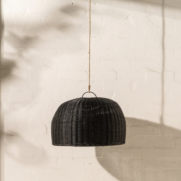 Black rattan deals light shades