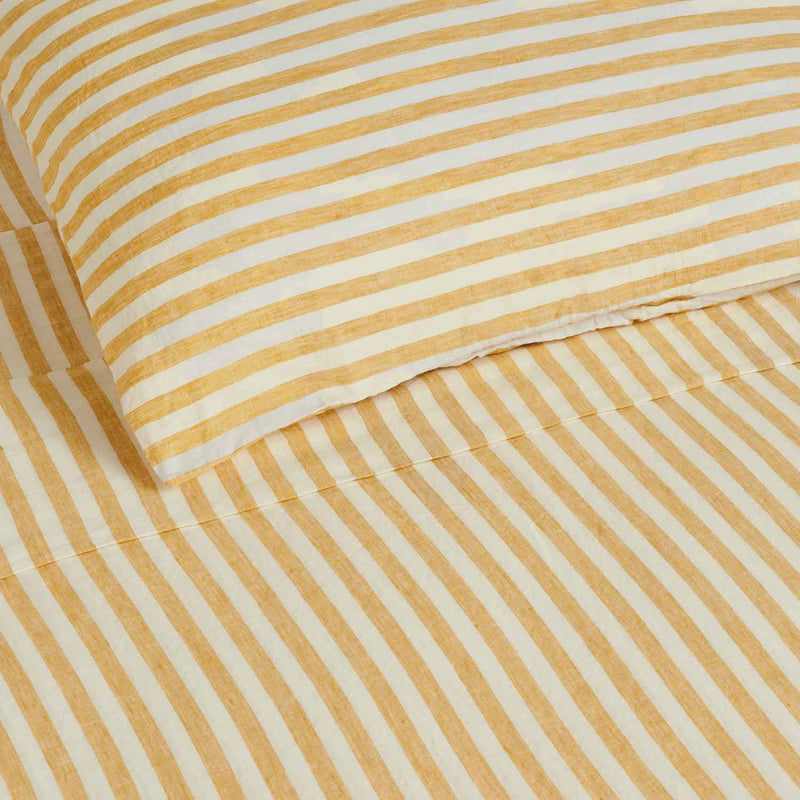 Yellow Stripe Linen Doona Cover