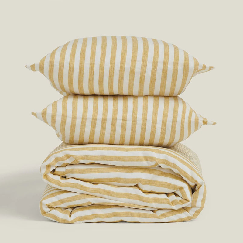 Yellow Stripe Linen Doona Cover