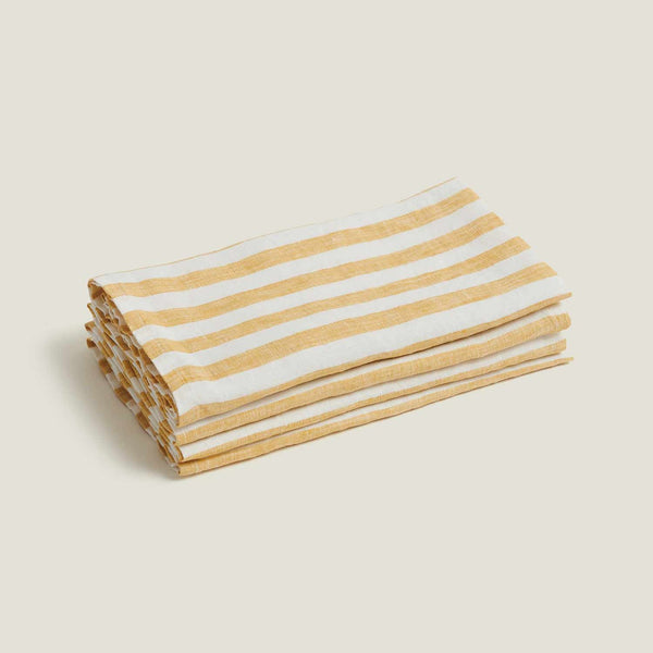 Yellow Stripe Linen Napkin