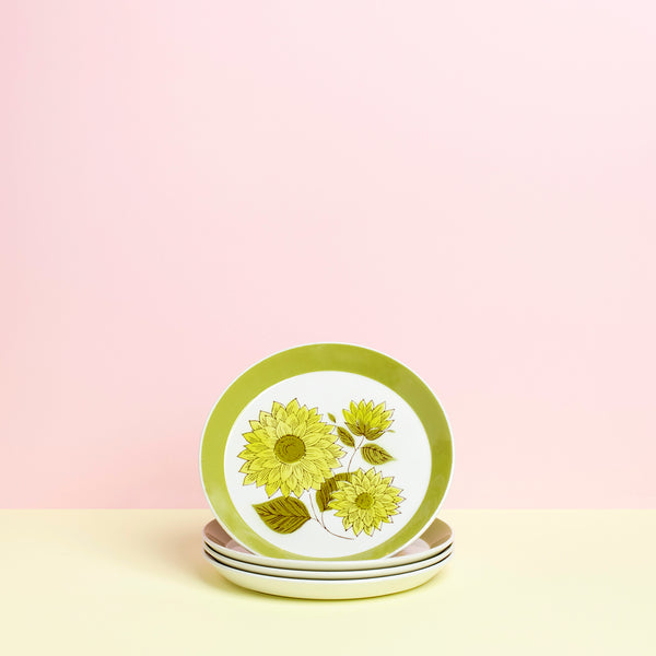 Vintage Green Floral Side Plates - Sarah Urban