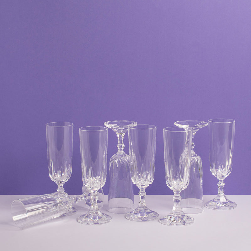 Vintage Crystal Champagne Flutes - Set of 8 - Sarah Urban