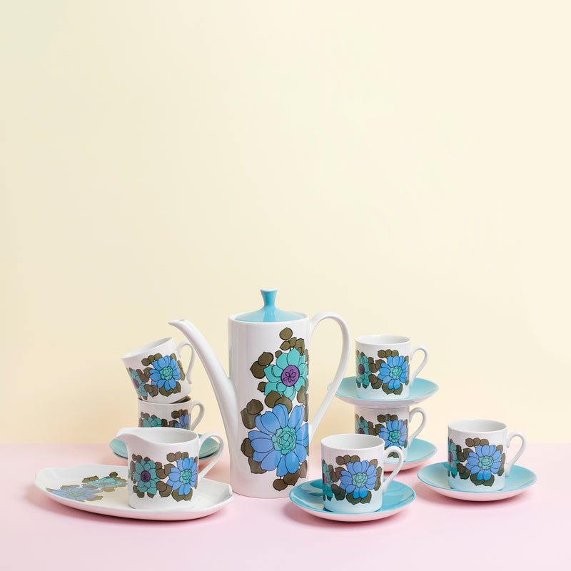 Vintage Blue Floral Coffee Set - Sarah Urban