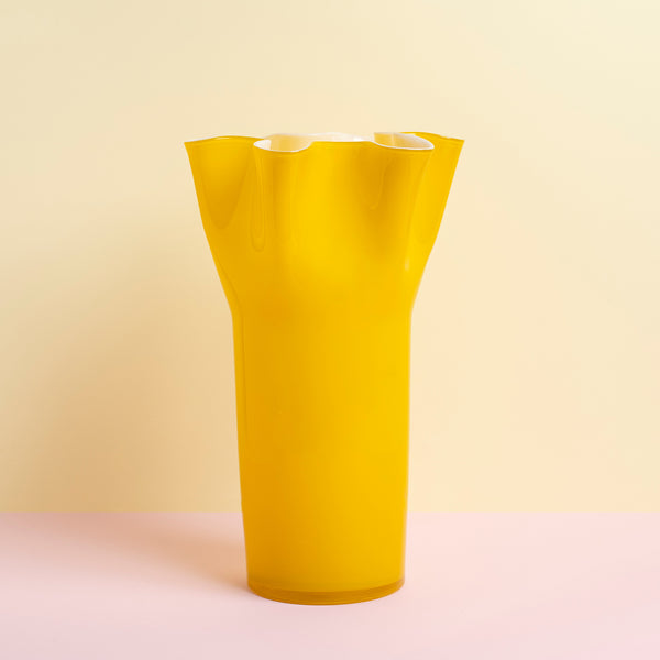 Canary Yellow Vintage Art Glass Vase