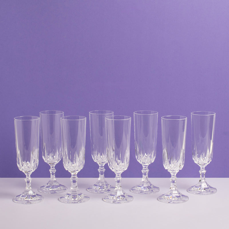 Vintage Crystal Champagne Flutes - Set of 8 - Sarah Urban