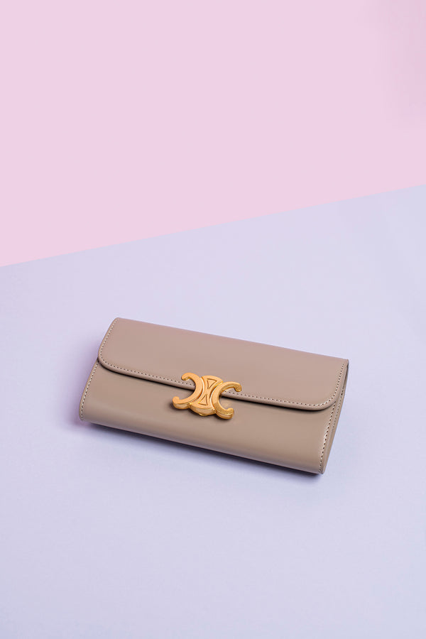 Taupe Leather Wallet - Sarah Urban