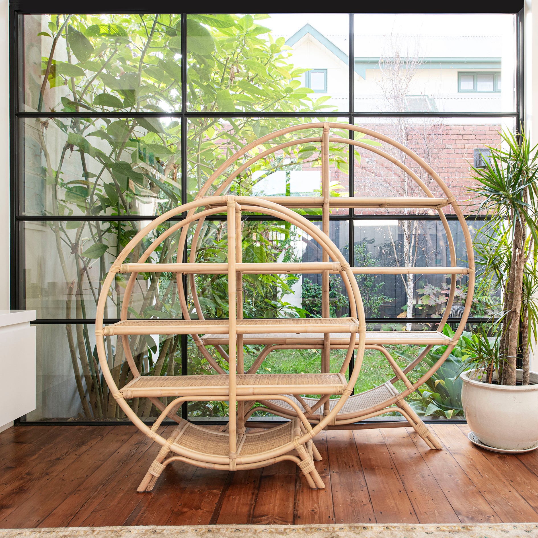 Hand Made Rattan Circular Bookshelf - Medium - Sarah Urban