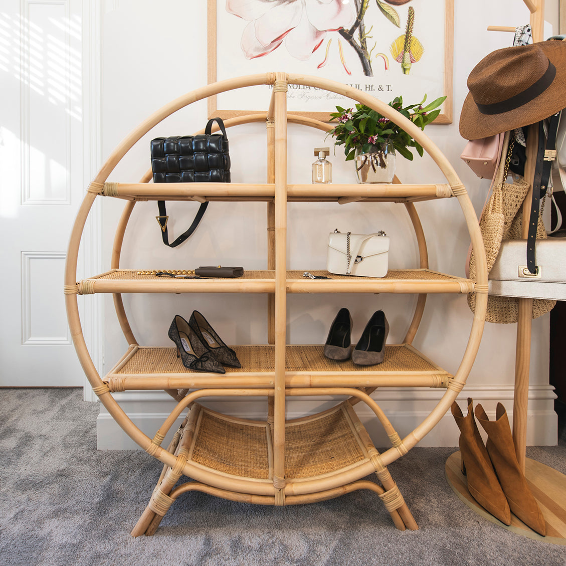 Hand Made Rattan Circular Bookshelf - Medium - Sarah Urban