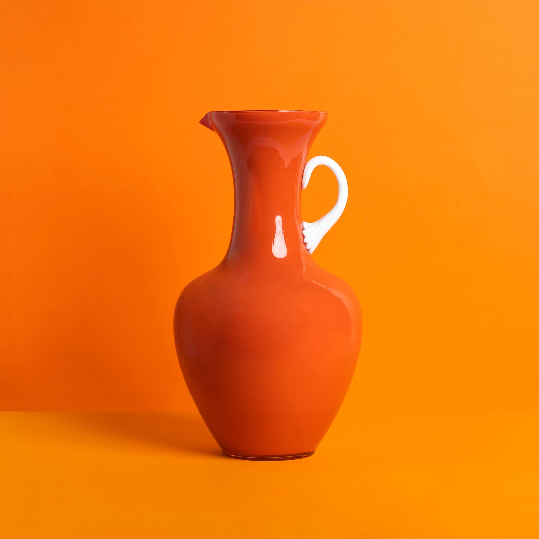 Vintage Art Glass orange and white vase / jug - Sarah Urban