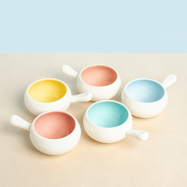 Vintage Ramekins - White Ceramic with Pastel Colours