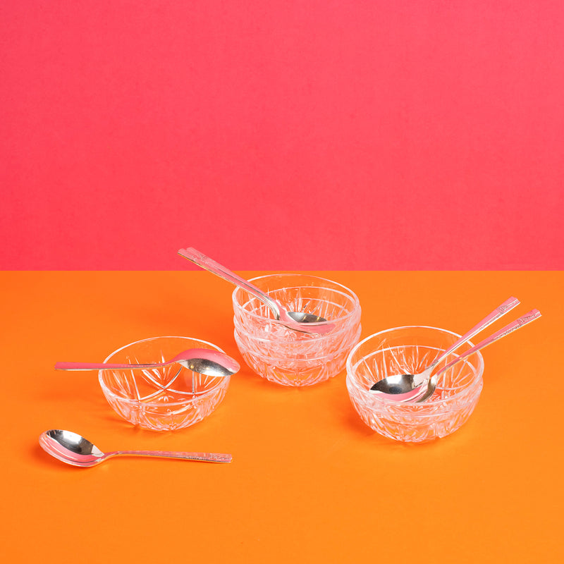 Vintage Crystal Berry Dessert Bowls & Vintage Spoons - Sarah Urban