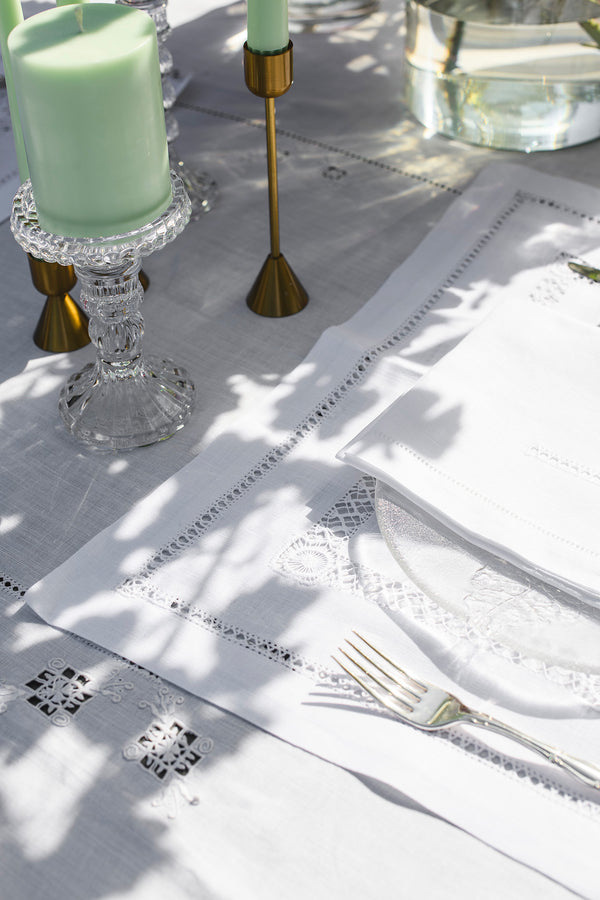 French Hemstitched Linen - Runner  /  Table Mats  /  Napkins