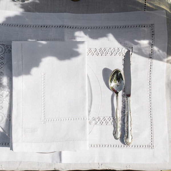 French Hemstitched Linen - Runner  /  Table Mats  /  Napkins