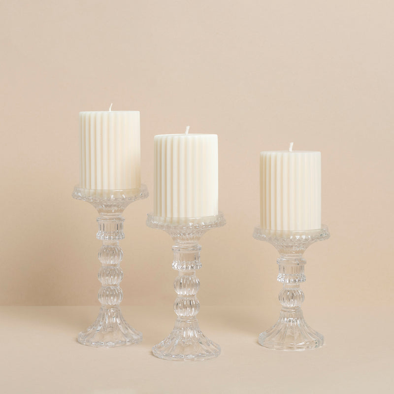 The Lumiere Glass Candle Holders