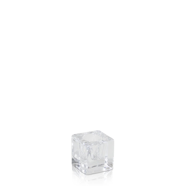 Clear Glass Cube Taper Candle Holder