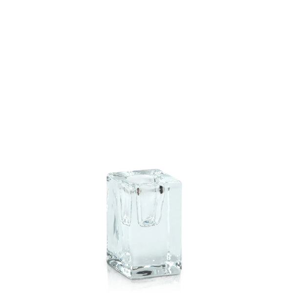 Clear Glass Cube Taper Candle Holder