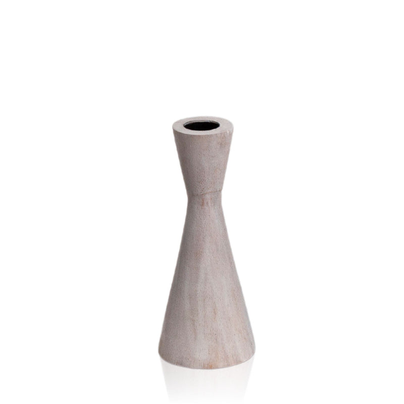 White Wooden Taper Candle Holder - Sarah Urban