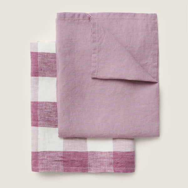 Tea Towel Set  in Lavender Check - Set of 2