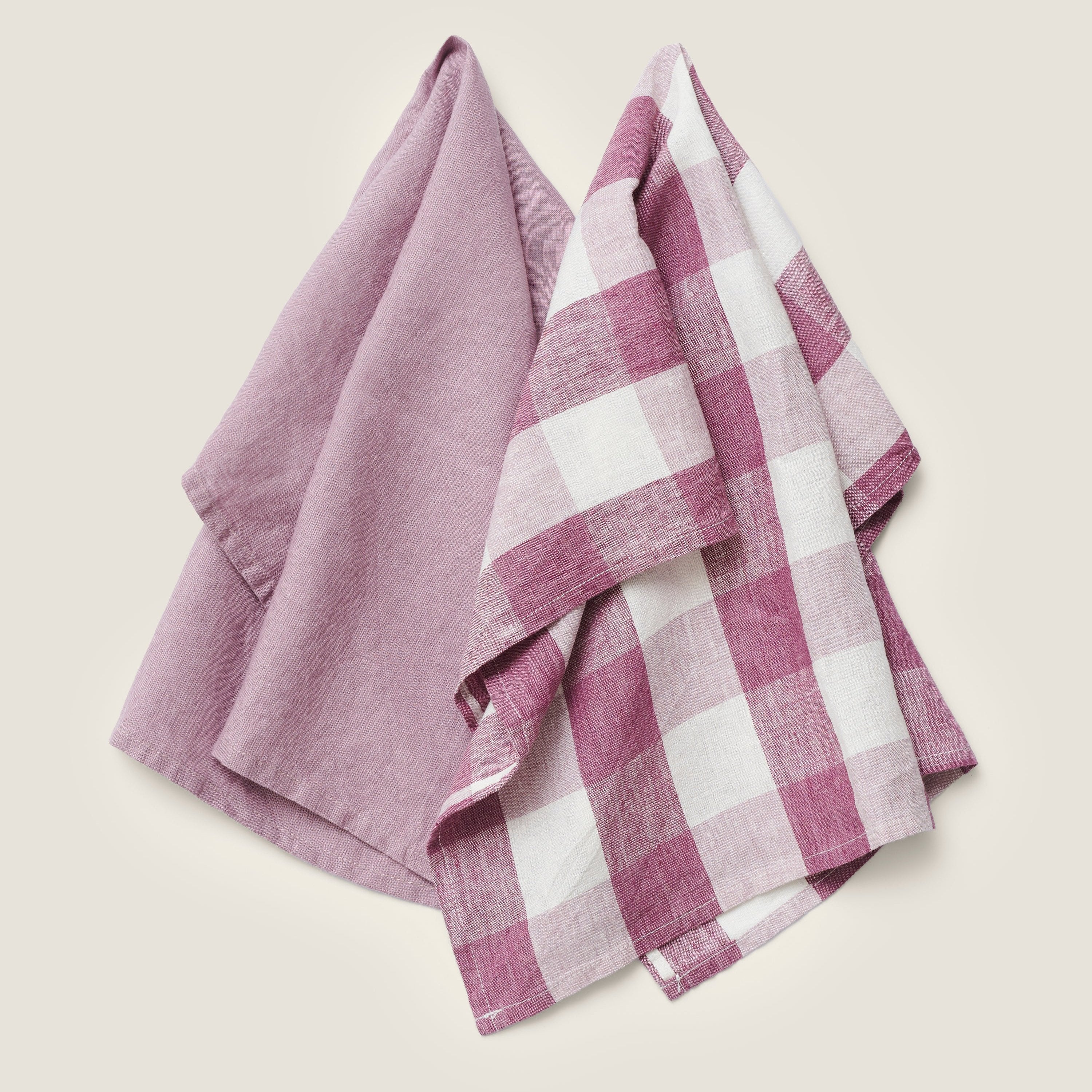 Tea Towel Set  in Lavender Check - Set of 2