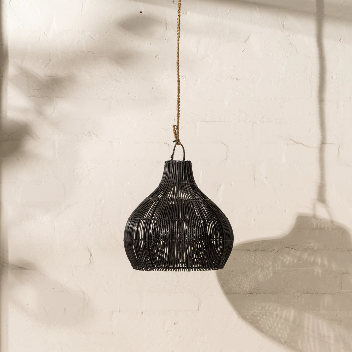 DARI RATTAN MINI LIGHT SHADE - BLACK - Sarah Urban