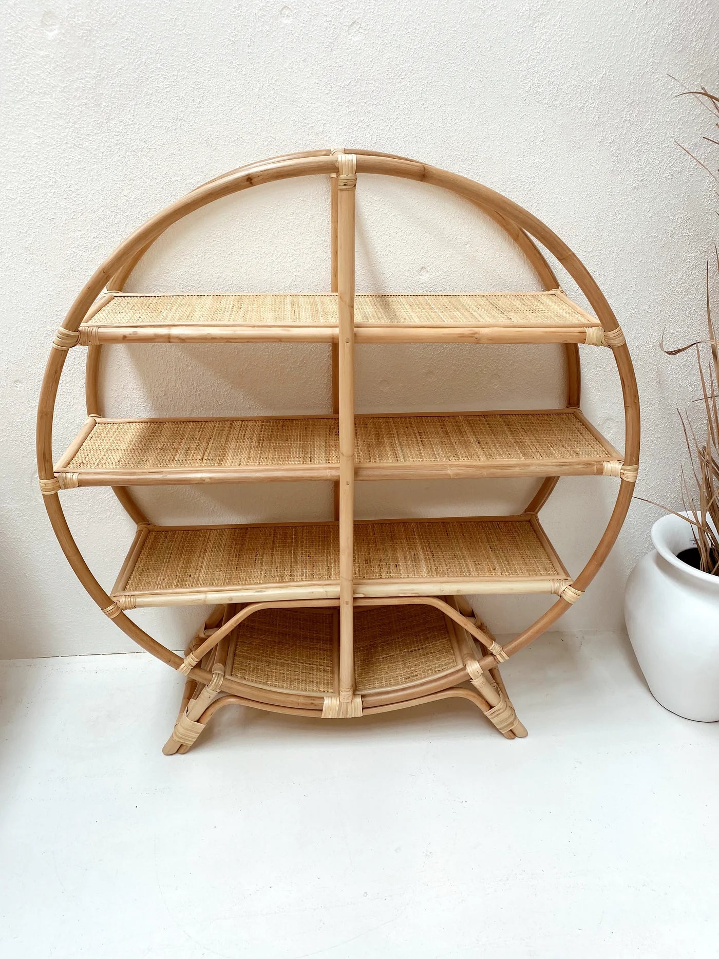 Hand Made Rattan Medium Circular Bookshelf - Sarah Urban