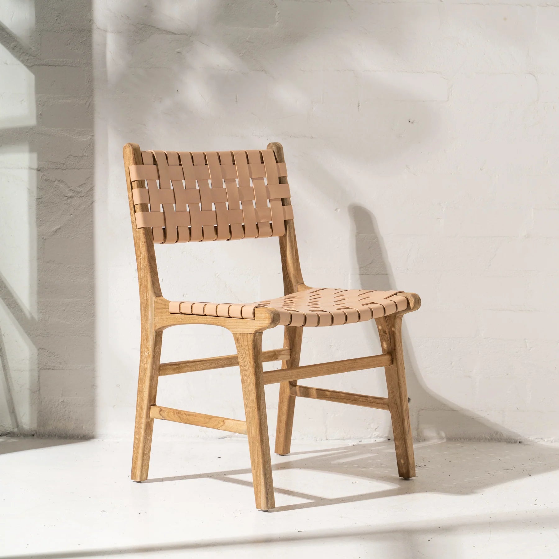 Luka Leather + Teak Chair Natural - Sarah Urban