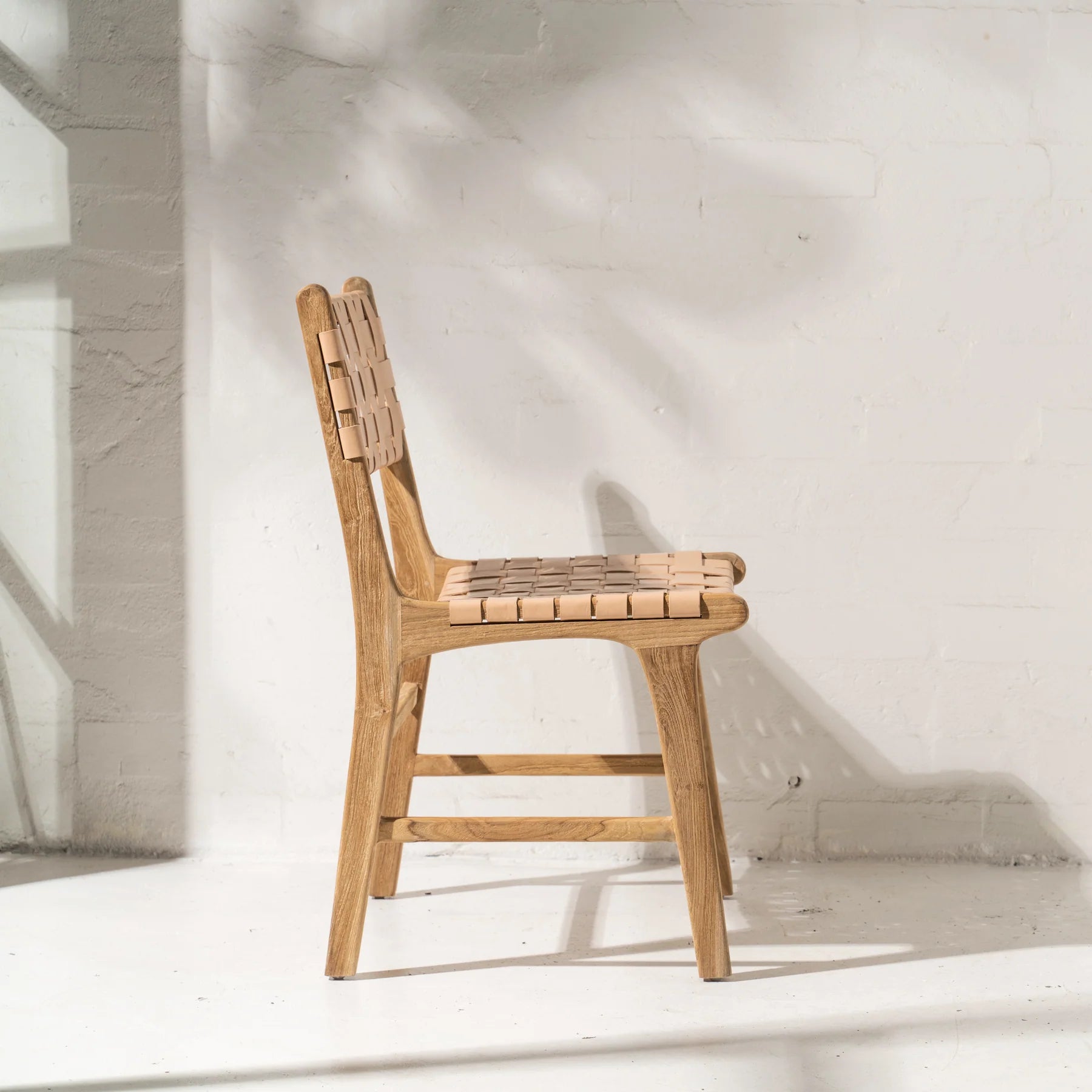 Luka Leather + Teak Chair Natural - Sarah Urban