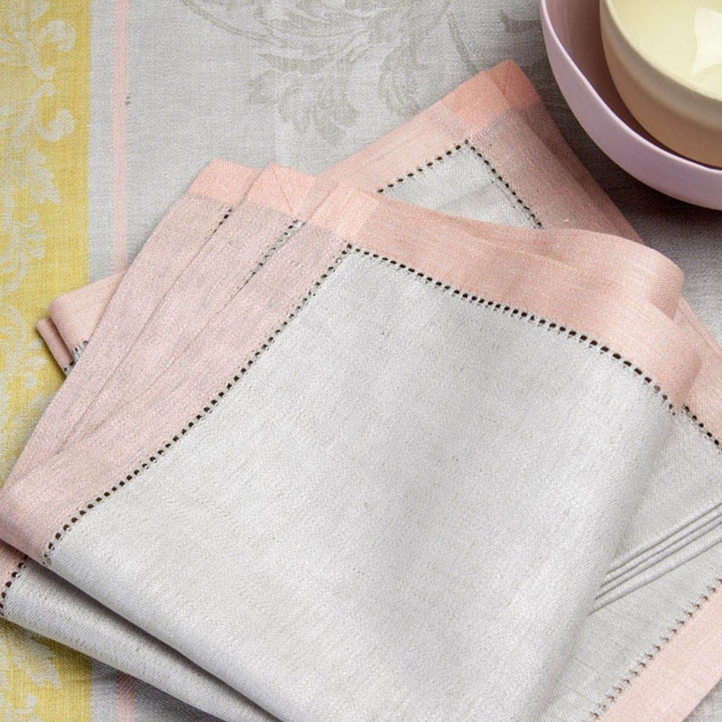 Peach / Lime Linen Napkins