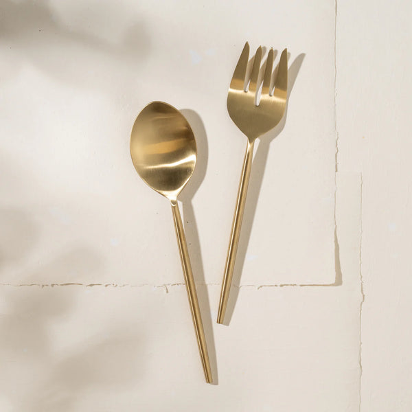 Ranya Brass Salad Servers - Sarah Urban