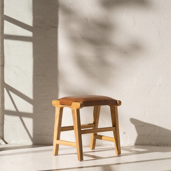 Padded Leather Footstool